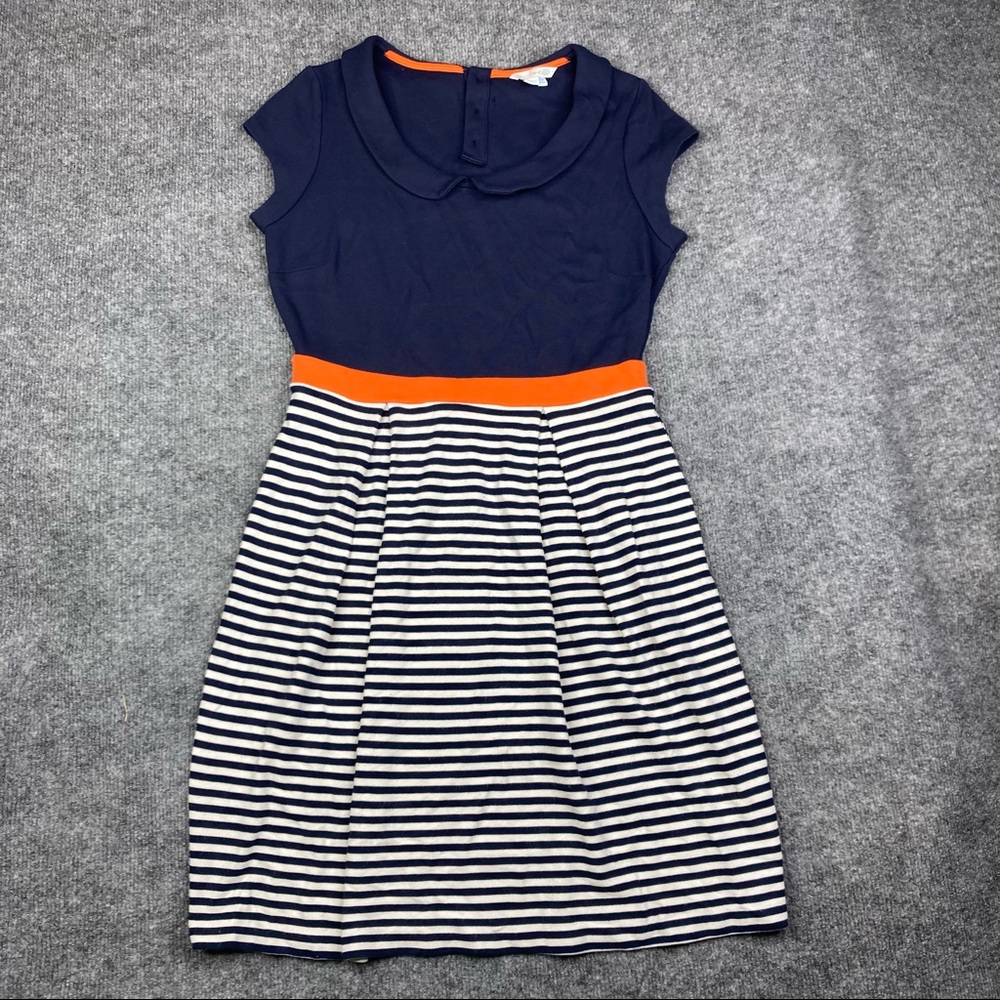 Navy and Orange Striped Dress